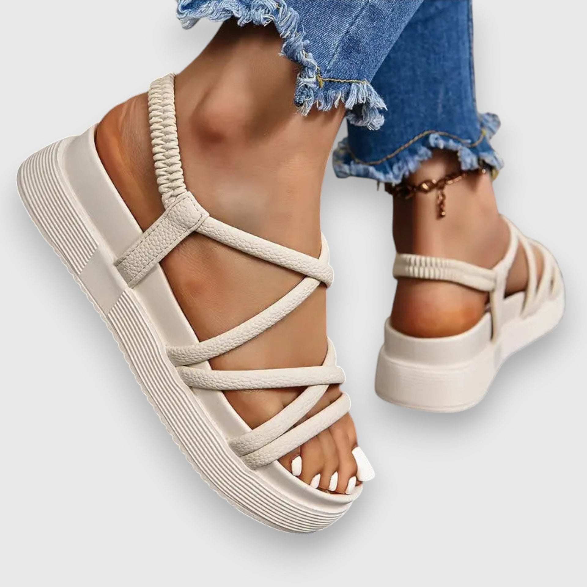 Allison Cushioned Slip-On Comfort Sandals Beige