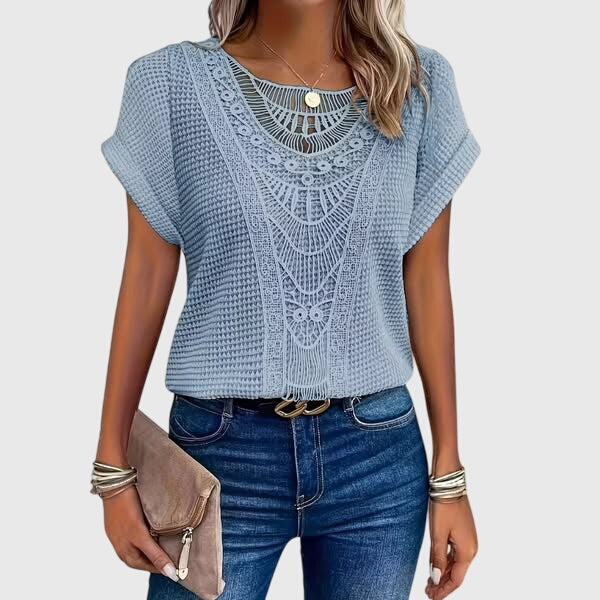 Francesca Reed Lace Trim Breathable Relaxed Blouse