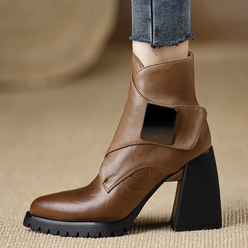 Indi Leather Platform Ankle Boots