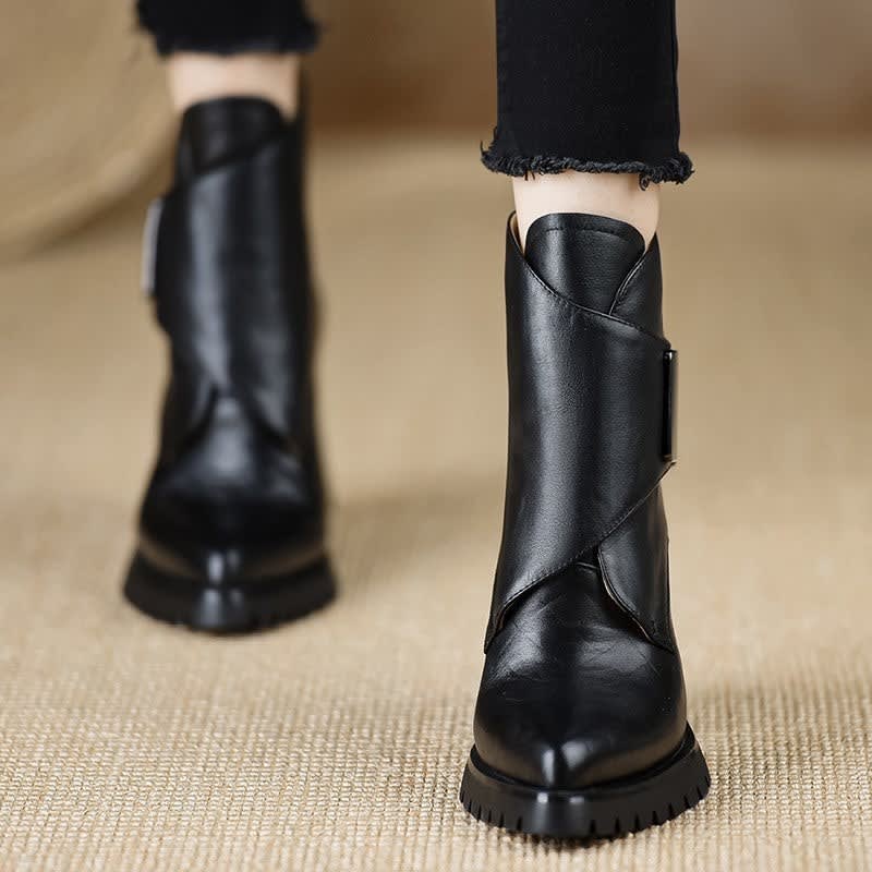 Indi Leather Platform Ankle Boots