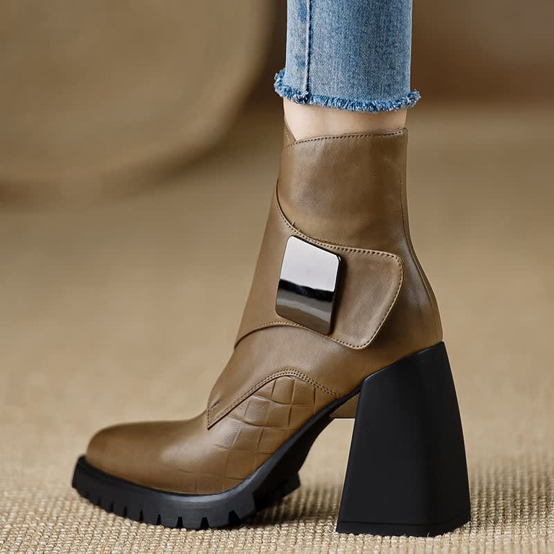 Indi Leather Platform Ankle Boots