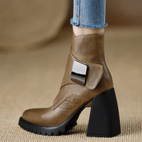 Indi Leather Platform Ankle Boots