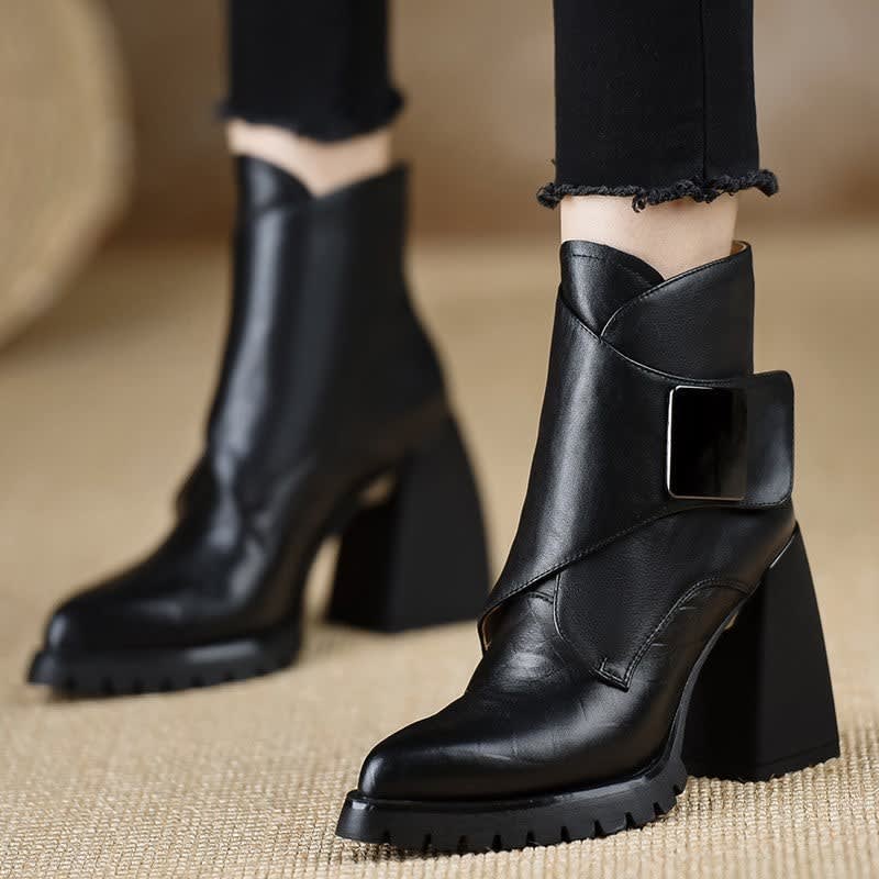 Indi Leather Platform Ankle Boots