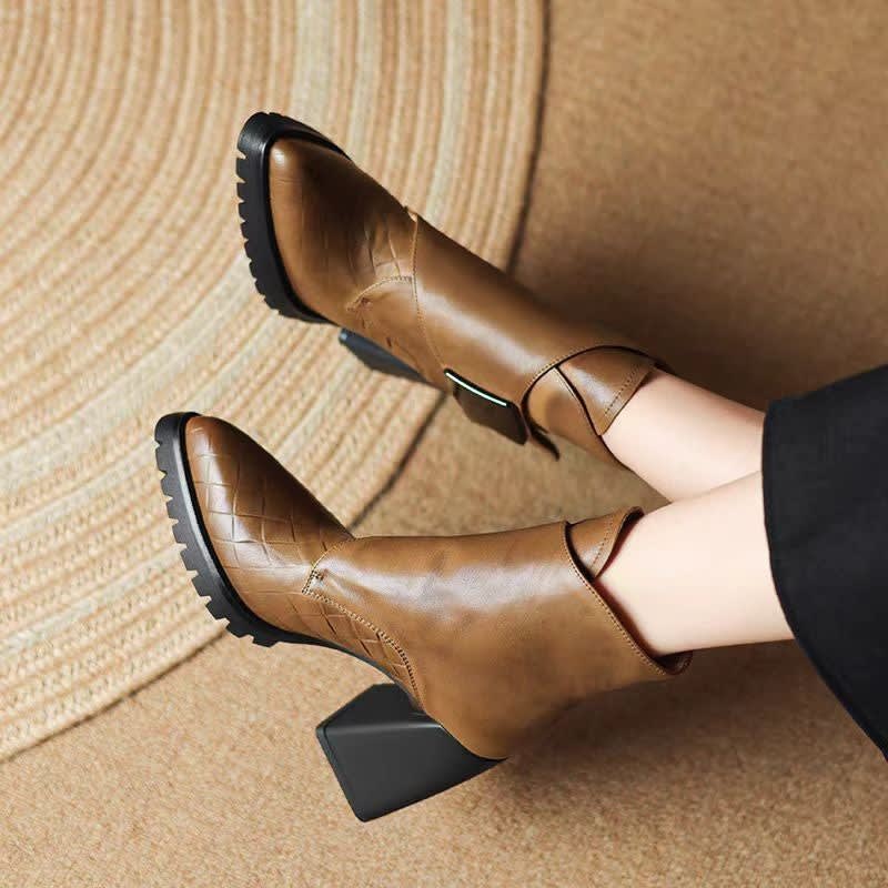Indi Leather Platform Ankle Boots