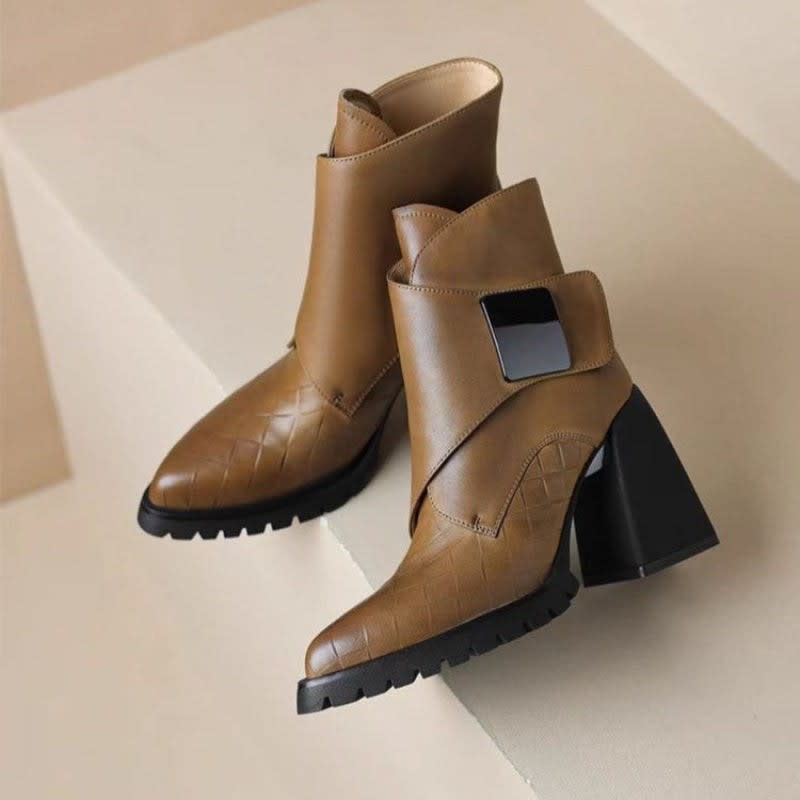 Indi Leather Platform Ankle Boots