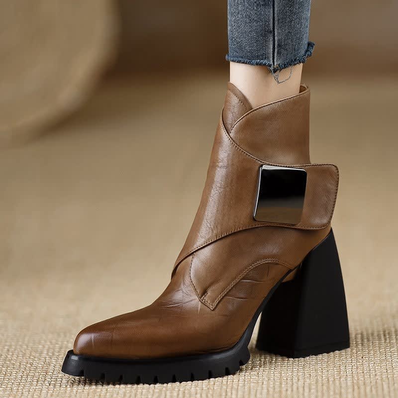 Indi Leather Platform Ankle Boots