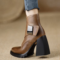 Indi Leather Platform Ankle Boots