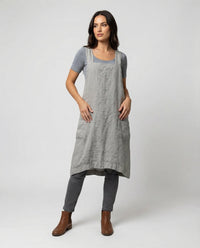 Eva Linen Pinafore Dress with Deep Pockets