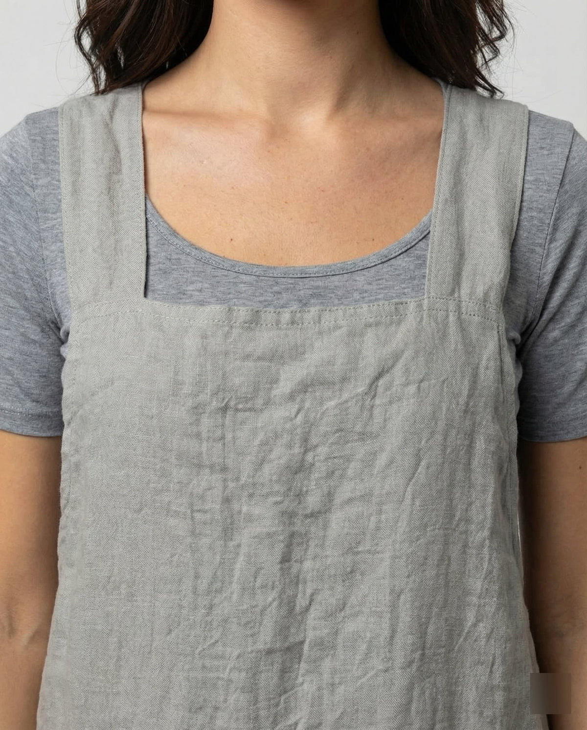 Eva Linen Pinafore Dress with Deep Pockets