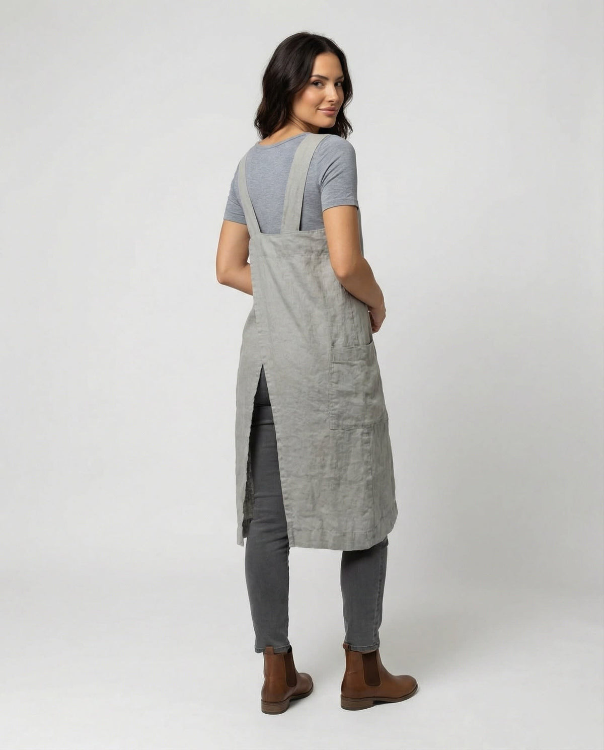 Eva Linen Pinafore Dress with Deep Pockets_3