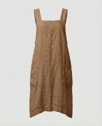 Eva Linen Pinafore Dress with Deep Pockets