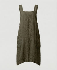 Eva Linen Pinafore Dress with Deep Pockets
