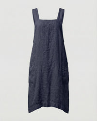 Eva Linen Pinafore Dress with Deep Pockets