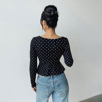 Michaela Polka Dot V-Neck Peplum Top