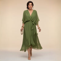Aoife Chiffon V Neck Wedding Guest Midi Dress