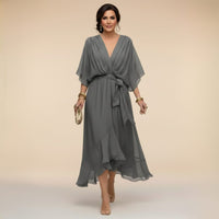 Aoife Chiffon V Neck Wedding Guest Midi Dress