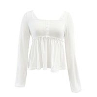 Sofie Square Neck Long Sleeve Peplum Top