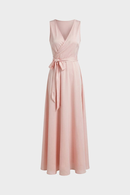 Heloise Satin Surplice Wedding Guest Maxi Dress_1