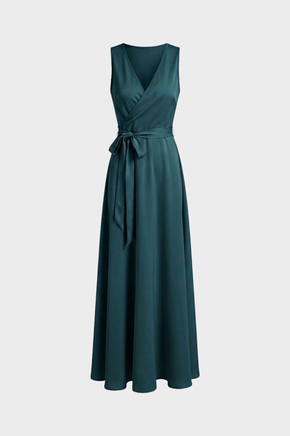 Heloise Satin Surplice Wedding Guest Maxi Dress
