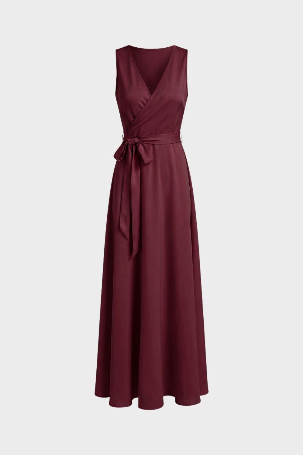Heloise Satin Surplice Wedding Guest Maxi Dress_6