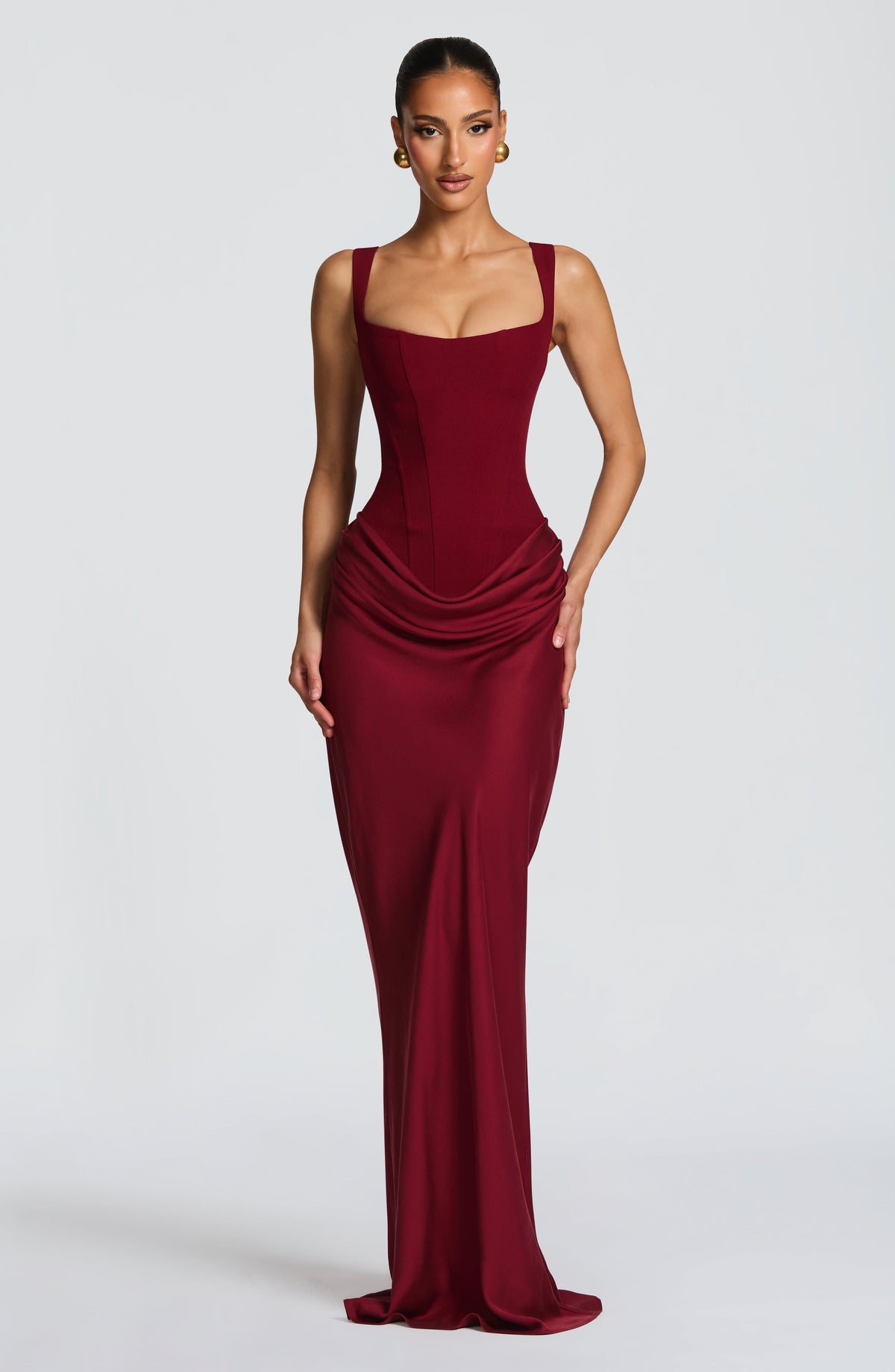 Claudia Corset Satin Maxi Dress