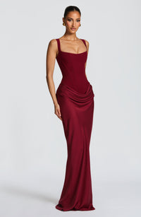Claudia Corset Satin Maxi Dress