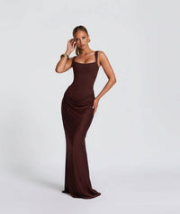 Claudia Corset Satin Maxi Dress