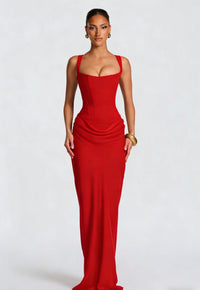 Claudia Corset Satin Maxi Dress