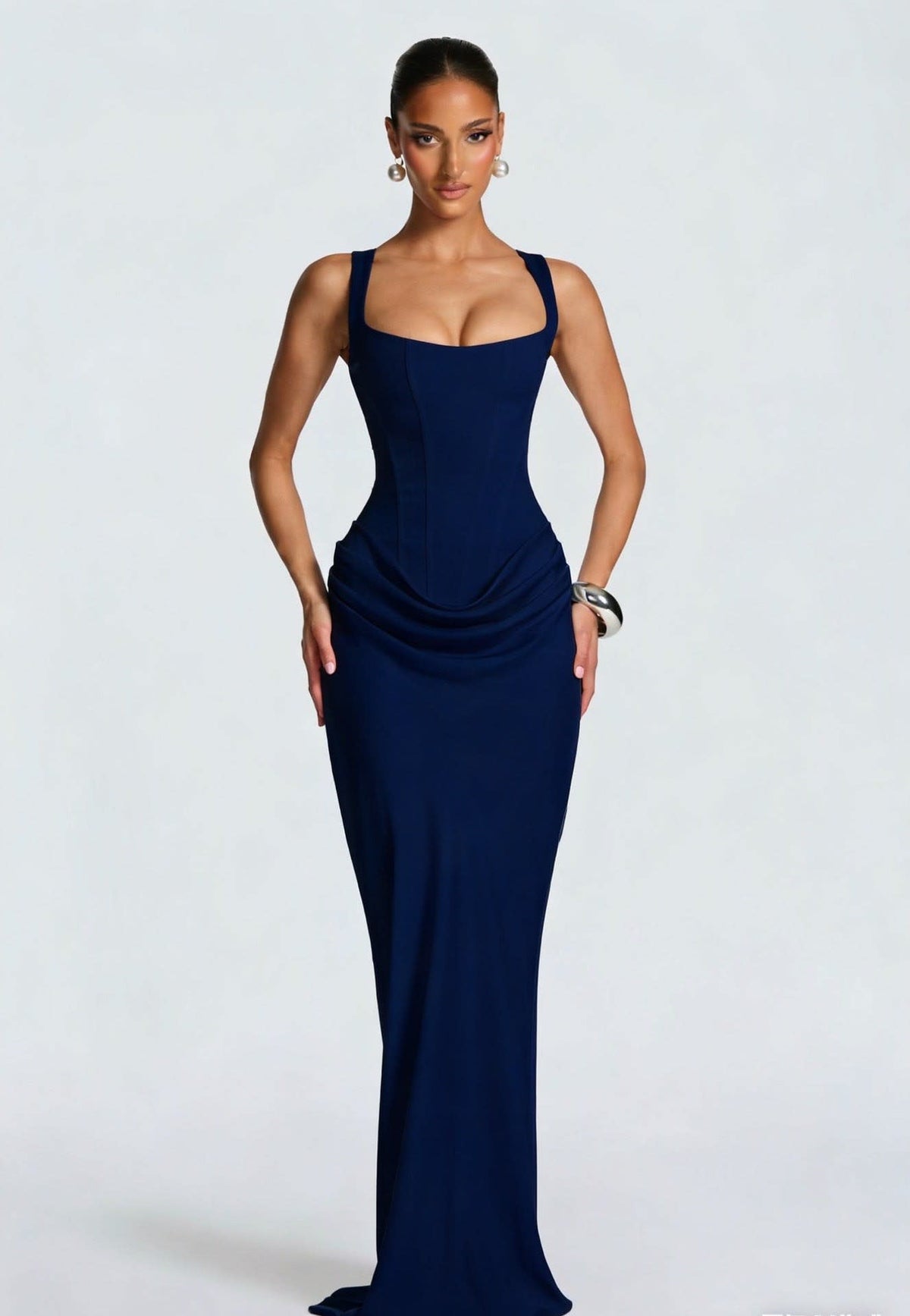 Claudia Corset Satin Maxi Dress