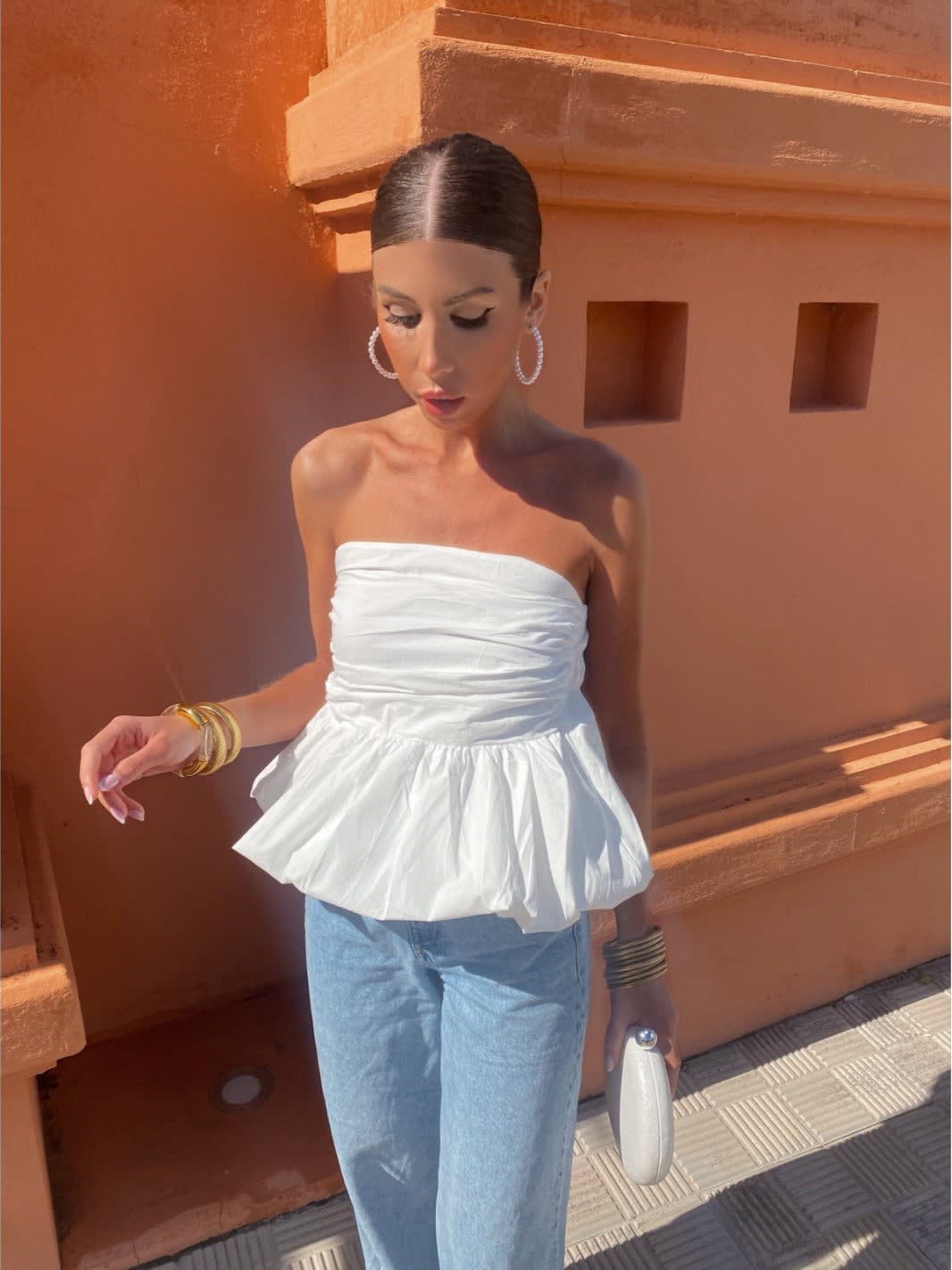 Teresa Strapless Peplum Top