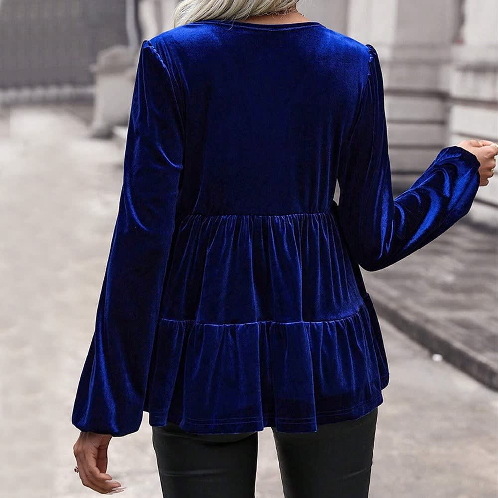 Brynn Velvet Balloon Sleeve Peplum Top_2
