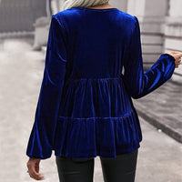 Brynn Velvet Balloon Sleeve Peplum Top