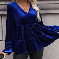 Brynn Velvet Balloon Sleeve Peplum Top