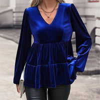 Brynn Velvet Balloon Sleeve Peplum Top