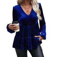 Brynn Velvet Balloon Sleeve Peplum Top