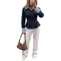 Bridgette Pleated Long Sleeve Peplum Top