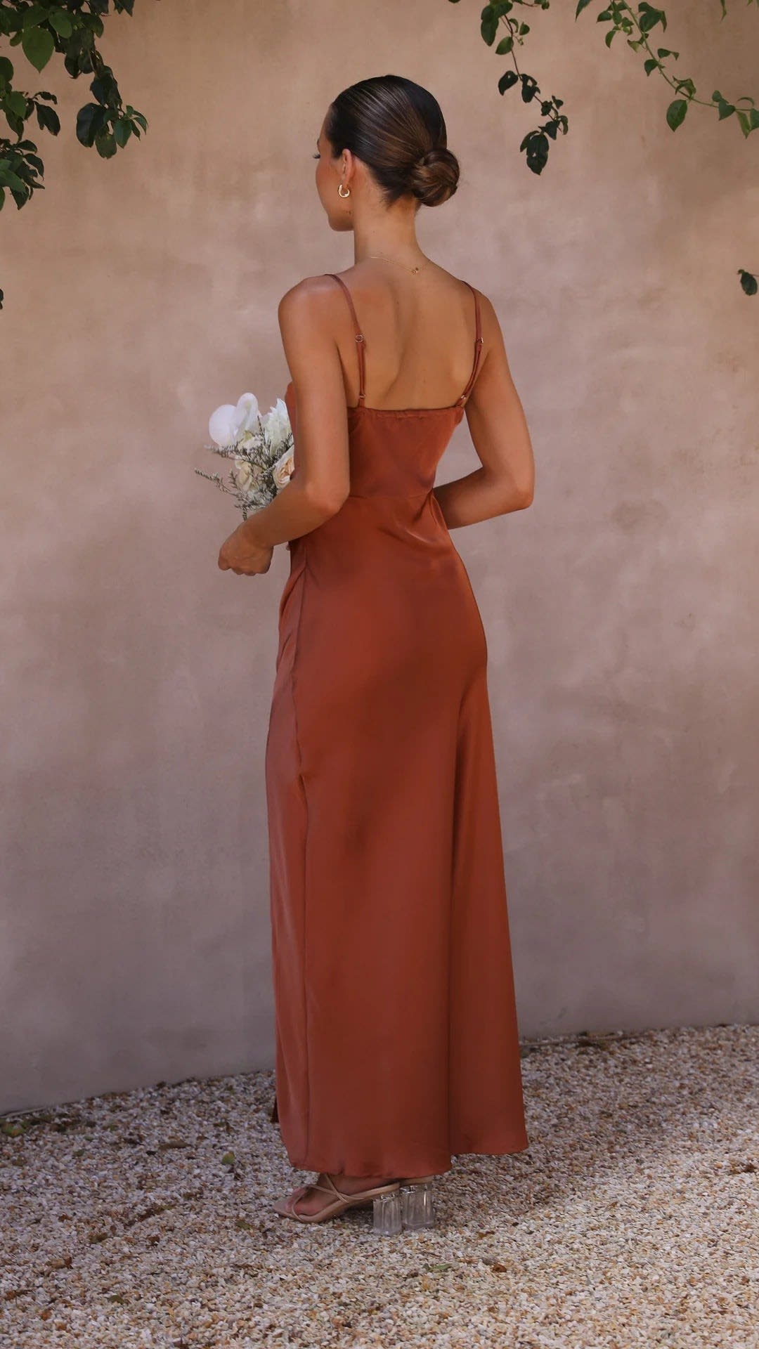 Dorothea Satin Draped Wedding Guest Maxi Dress