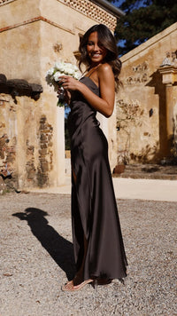 Dorothea Satin Draped Wedding Guest Maxi Dress