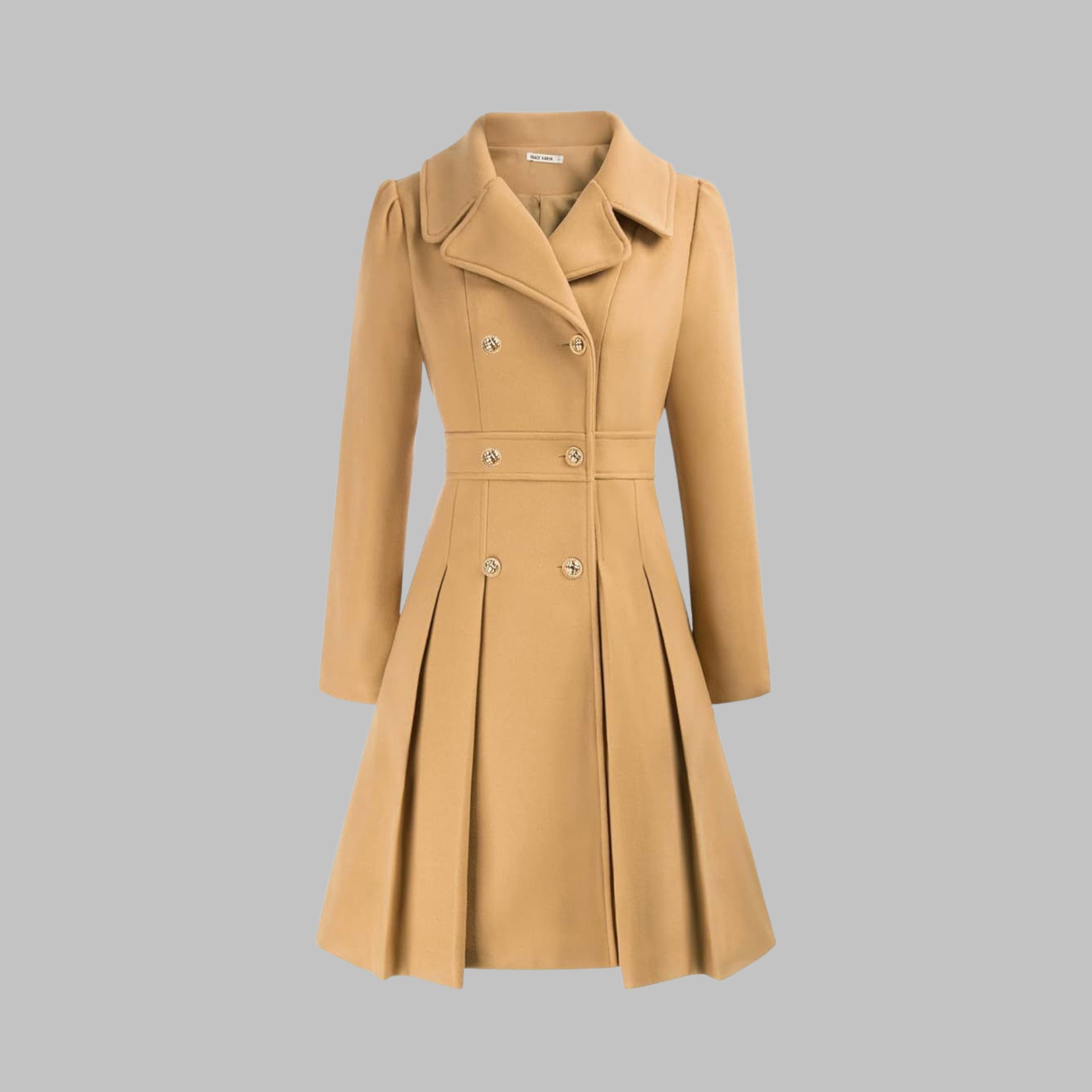 Katrine Double Breasted Pleated Coat
