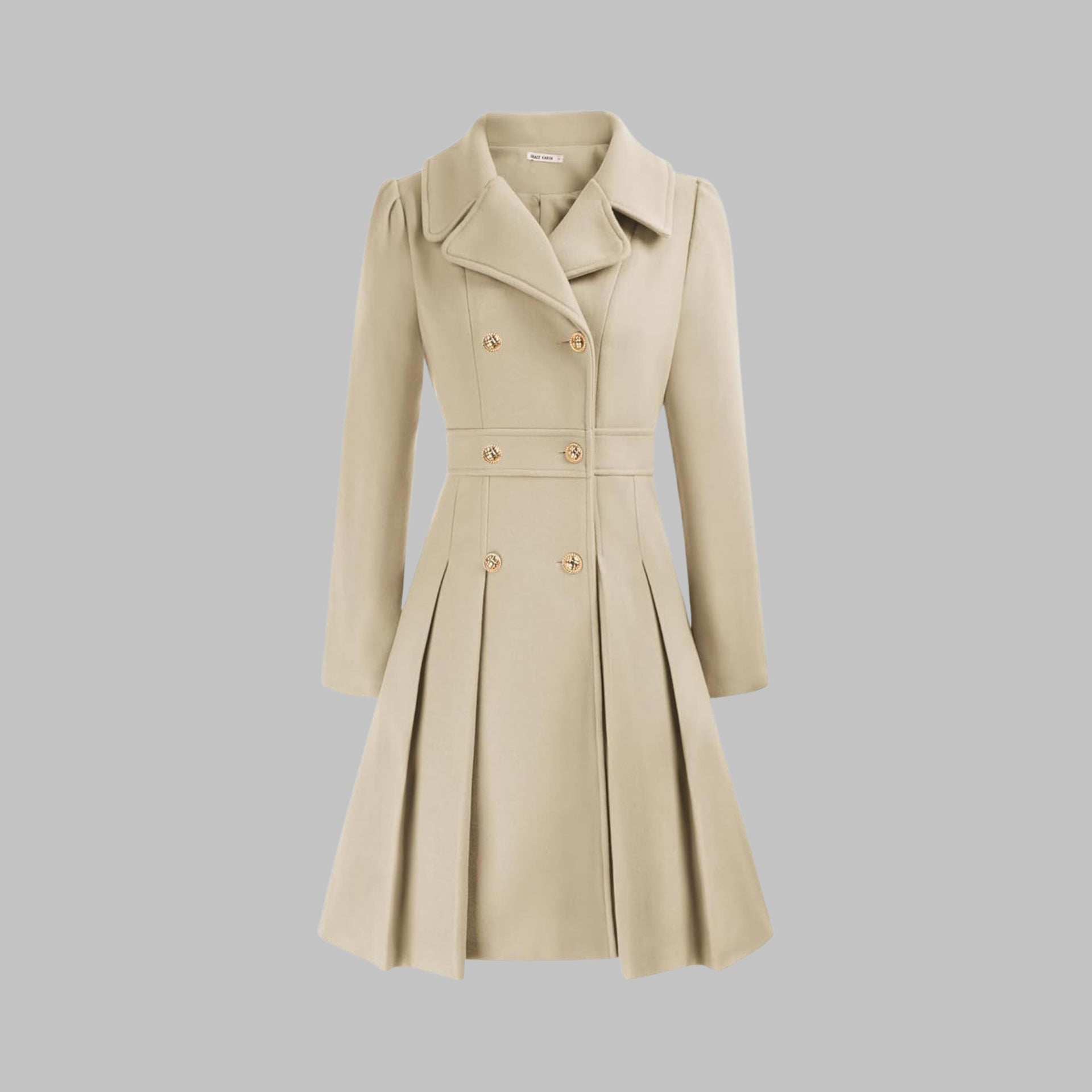 Katrine Double Breasted Pleated Coat