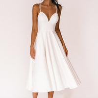 Aurora Strappy Wedding Guest Midi Dress with Criss-Cross Back