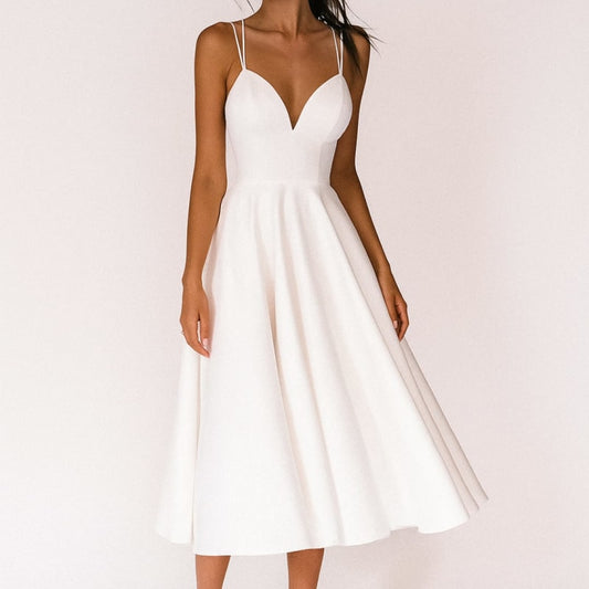 Aurora Strappy Wedding Guest Midi Dress with Criss-Cross Back_1