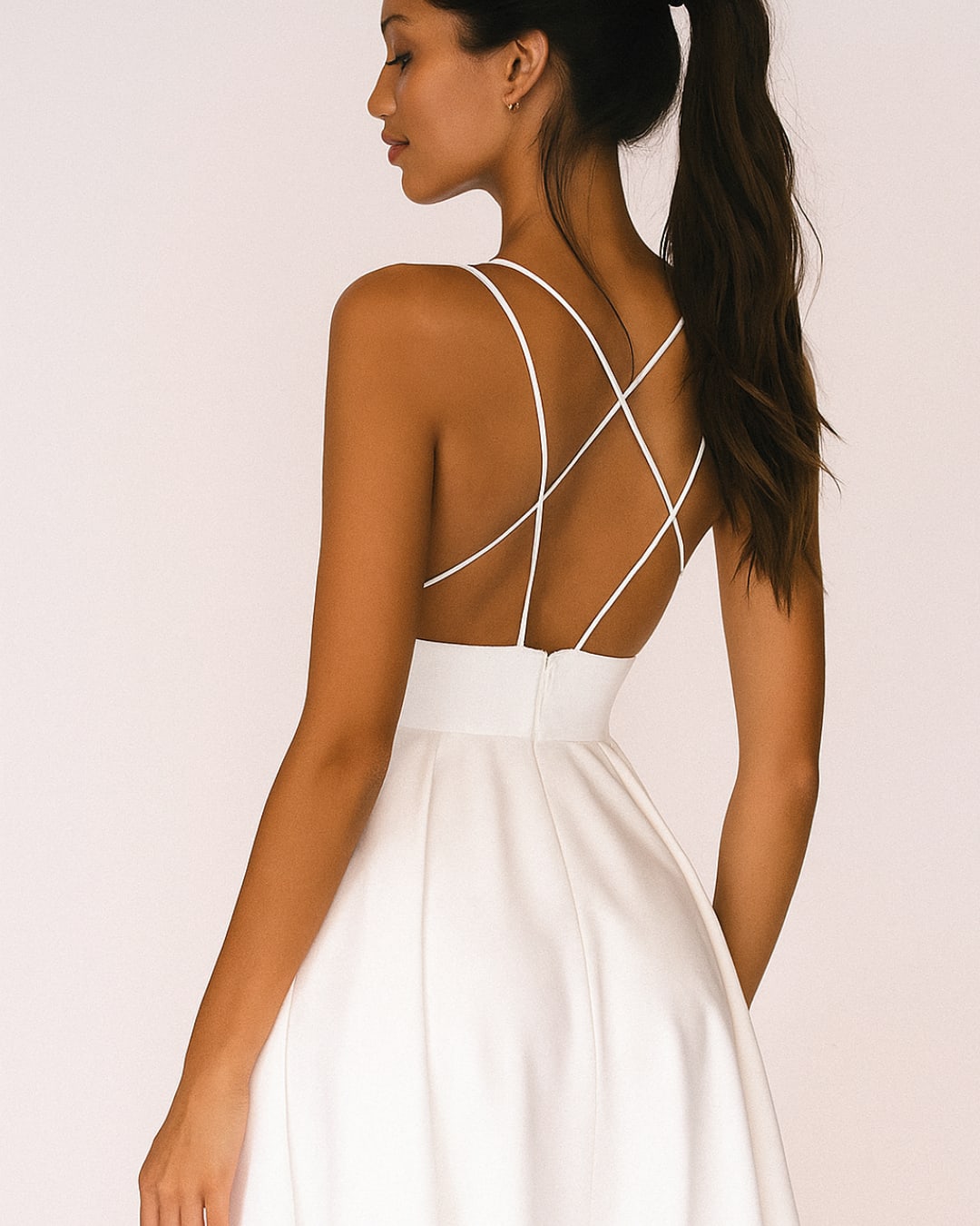 Aurora Strappy Wedding Guest Midi Dress with Criss-Cross Back