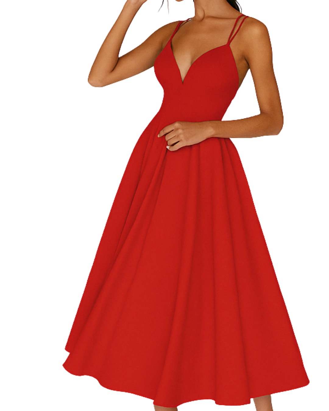 Aurora Strappy Wedding Guest Midi Dress with Criss-Cross Back