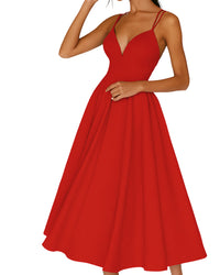 Aurora Strappy Wedding Guest Midi Dress with Criss-Cross Back