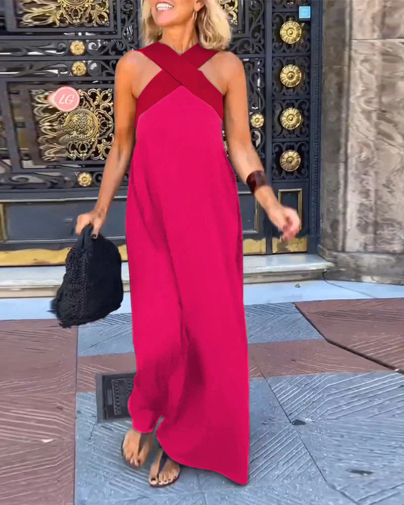 Natalie V-Neck Maxi Dress Crossover Flowy Summer