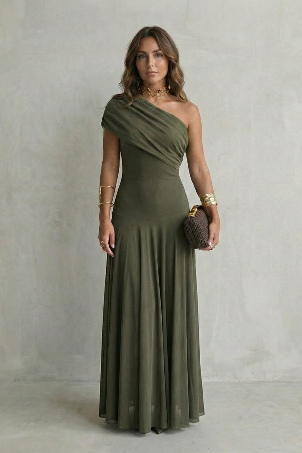 Jenna One Shoulder Draped Maxi Dress