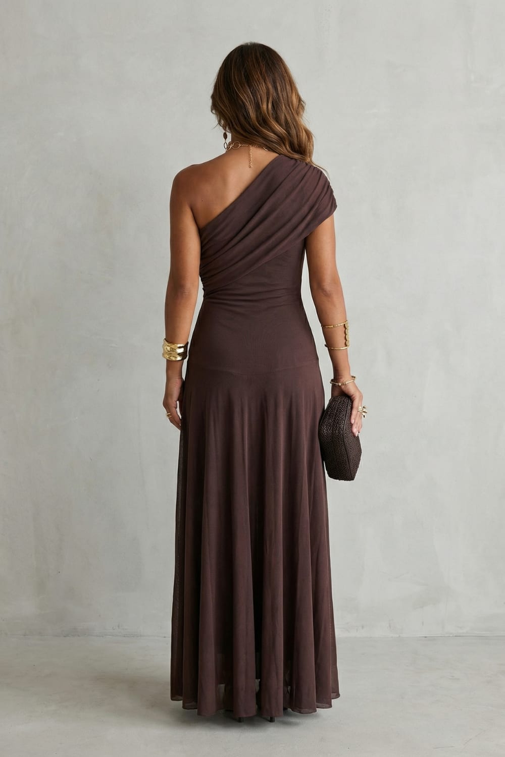 Jenna One Shoulder Draped Maxi Dress
