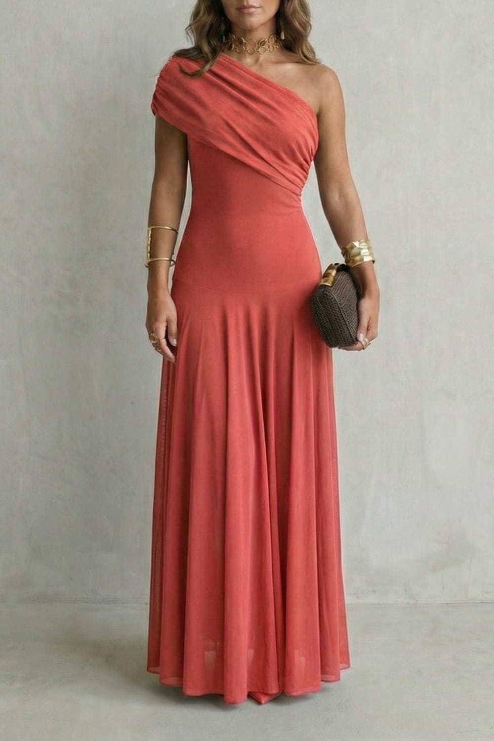 Jenna One Shoulder Draped Maxi Dress