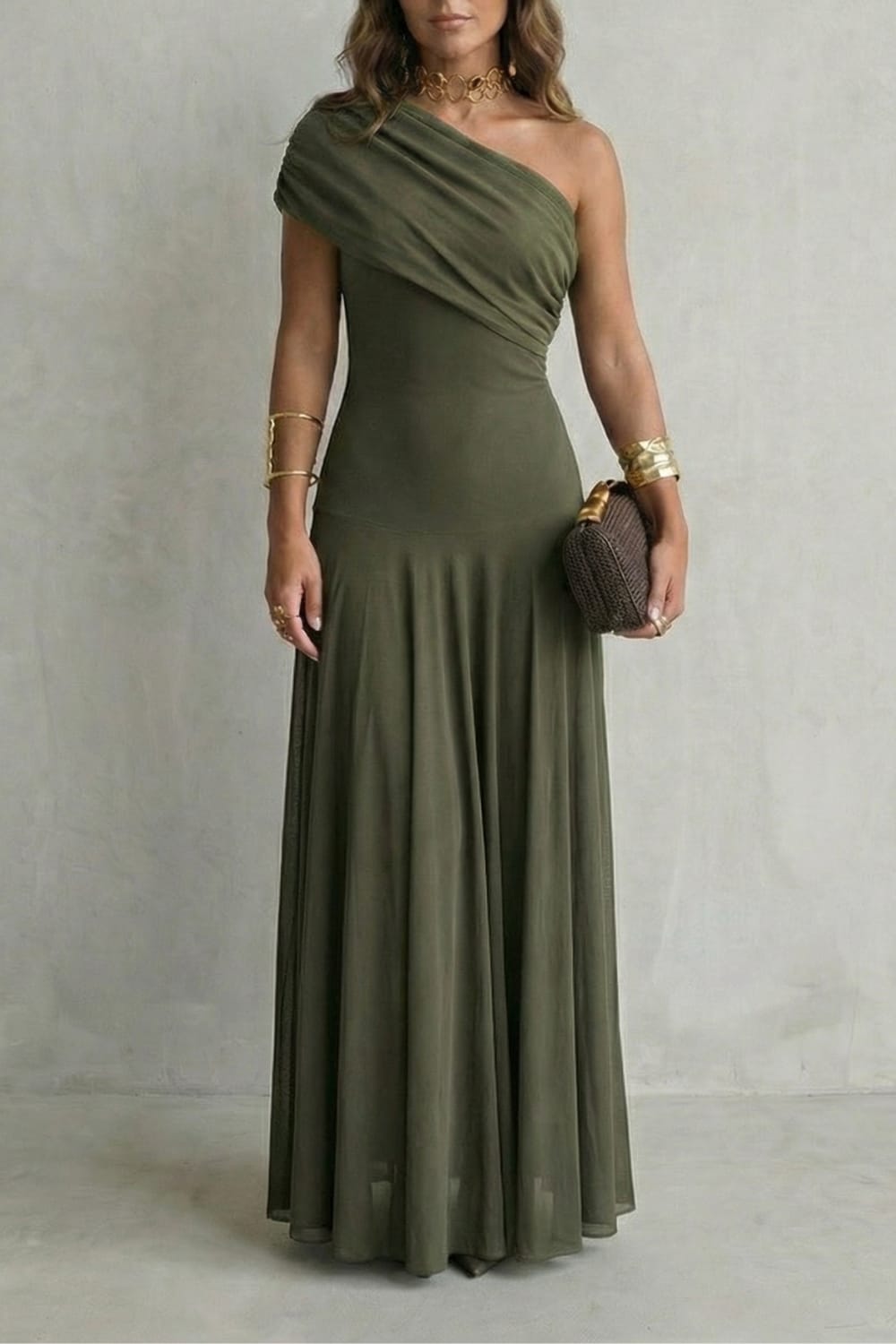 Jenna One Shoulder Draped Maxi Dress